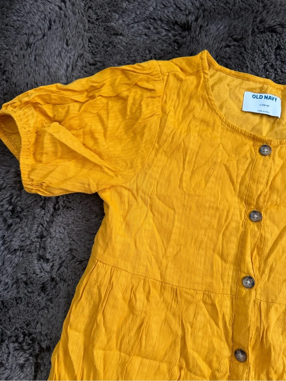 Old Navy Yellow Button-Front Eyelet Girls' Dress Size L 10/12